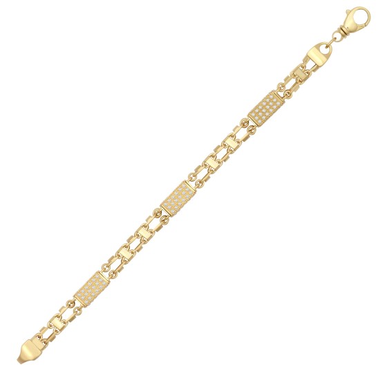 9ct Yellow Gold CZ Set Cage Chain