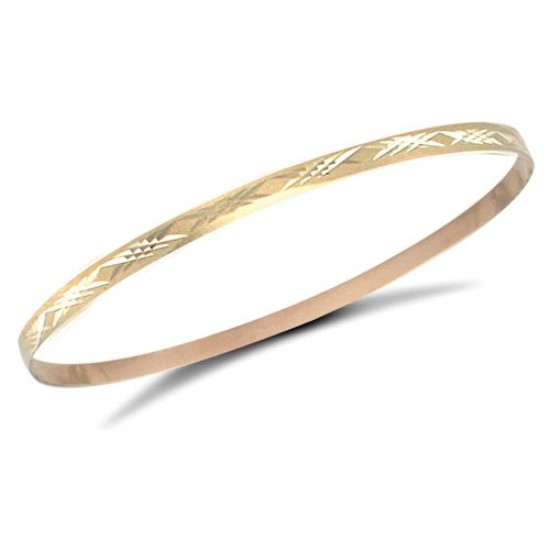 9ct Yellow 3mm Flat Dia. Cut Slave Bangle