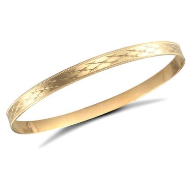 9ct Yellow Gold Flat Diamond Cut Slave Bangle