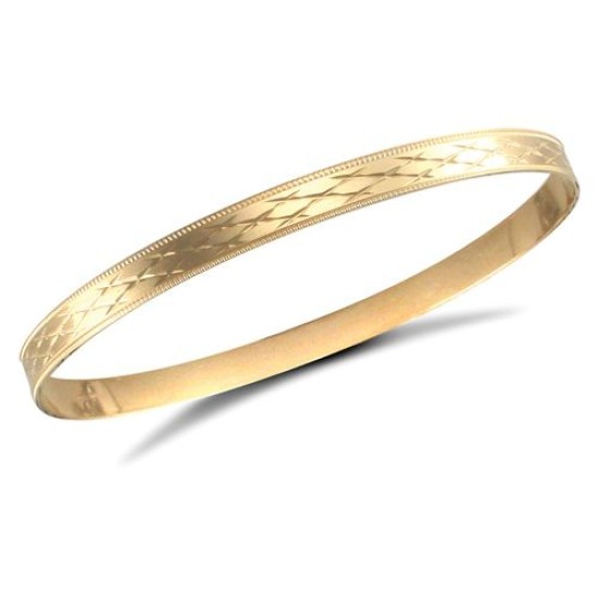 9ct Yellow Gold Flat Diamond Cut Slave Bangle