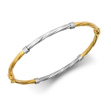 9ct White and Yellow Gold Twist Bangle