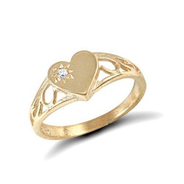 9ct Yellow Gold Cubic Zirconia Children's Heart Ring