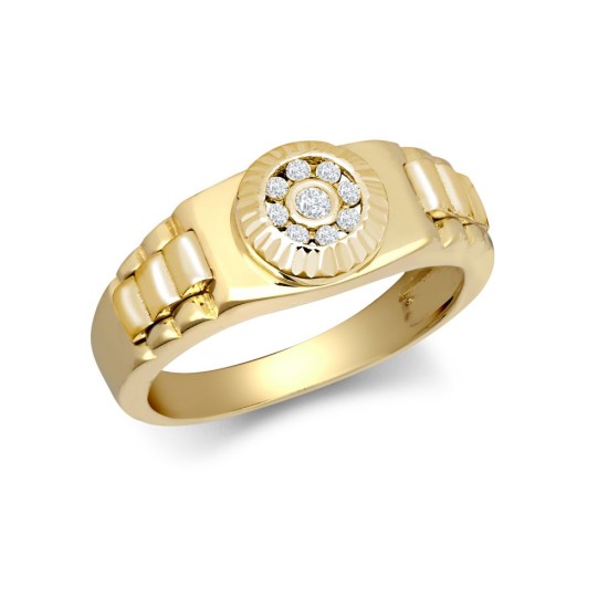 9ct Yellow Gold Childs CZ Set Watch Strap & Bezel Ring