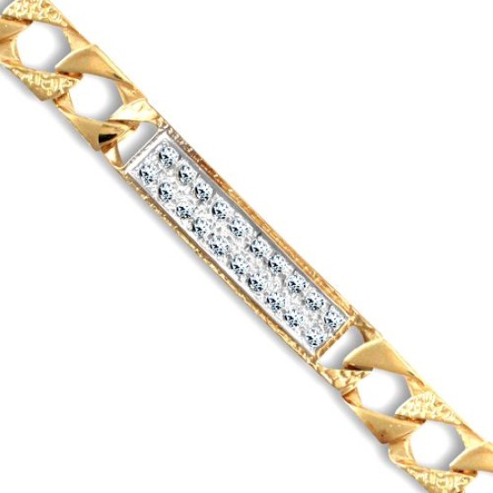 9ct Gold Cast Lizard & Polished CZ Curb Bracelet