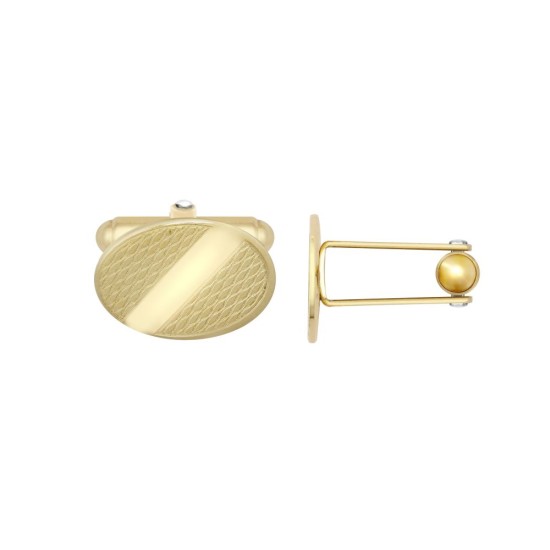 9ct Yellow Gold Oval Engine Turned Cufflinks| Swivel Backs