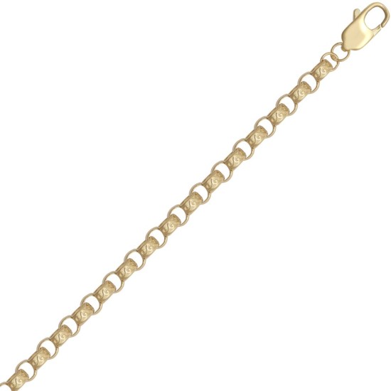 JN Jewellery 9ct Yellow Gold Cast Plain and Engraved Belcher 5.1mm Gauge