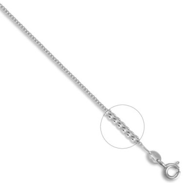 9ct White Gold Diamond Cut Curb 1.0mm Gauge Pendant Chain
