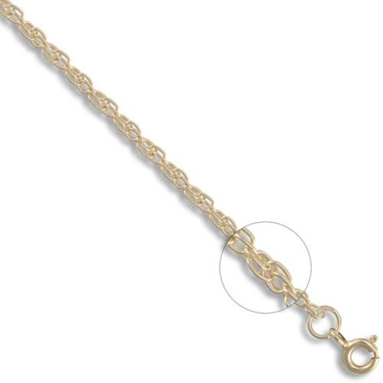 9ct Yellow Gold Prince of Wales 2.6mm Gauge Pendant Chain