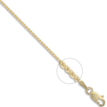 9ct Yellow Gold Diamond Cut Spiga 1.2mm Gauge Pendant Chain