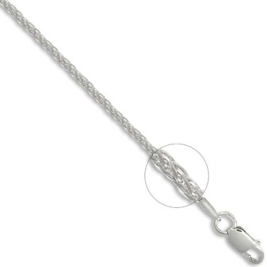 9ct White Gold Diamond Cut Spiga 1.2mm Gauge Pendant Chain