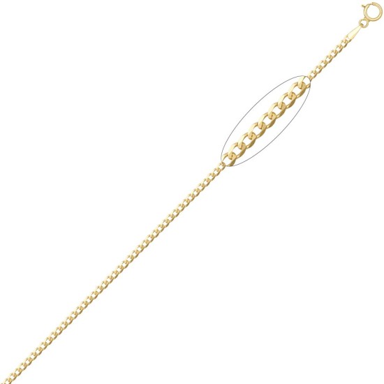 JN Jewellery 9ct Yellow Gold Flat Curb 1.9mm Gauge Pendant Chain