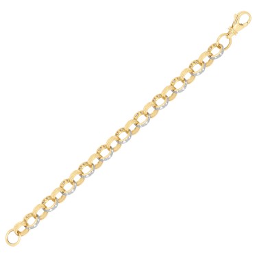 9ct Yellow Gold CZ set and Patterened Belcher 11mm Gauge Chain