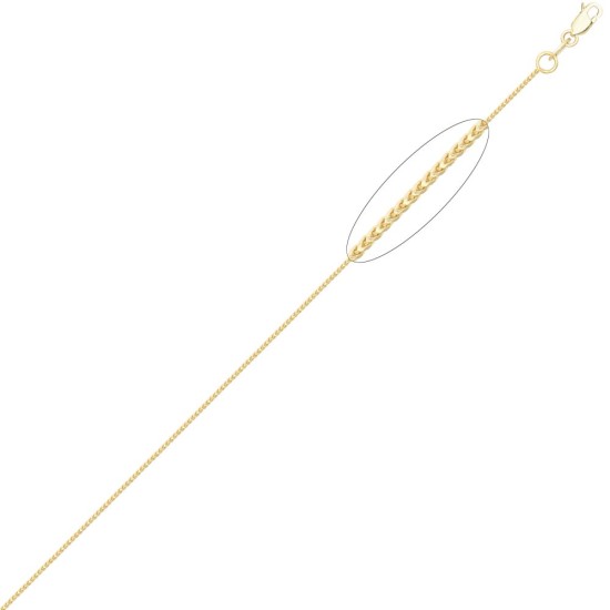 JN Jewellery 9ct Yellow Gold Franco Chain Dia Cut 8 Side 0.9mm Gauge Pendant Chain