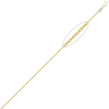 JN Jewellery 9ct Yellow Gold Franco Chain Dia Cut 8 Side 1.2mm Gauge Pendant Chain