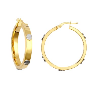9ct Yellow & White Gold 4mm Hoop Earring