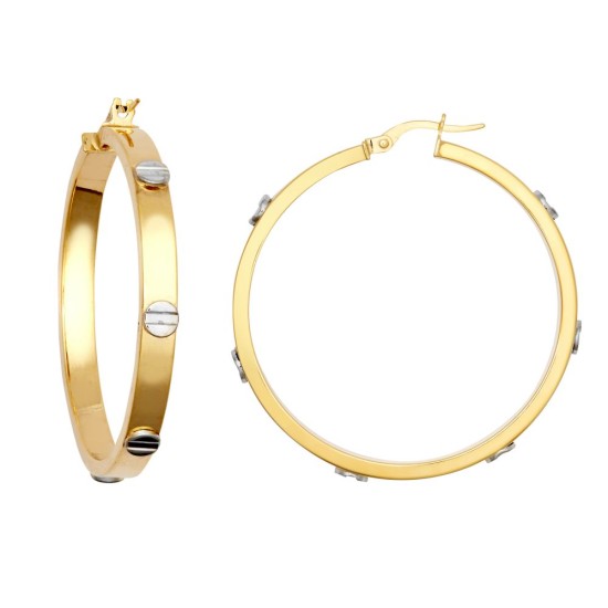 9ct Yellow & White Gold 4mm Hoop Earring