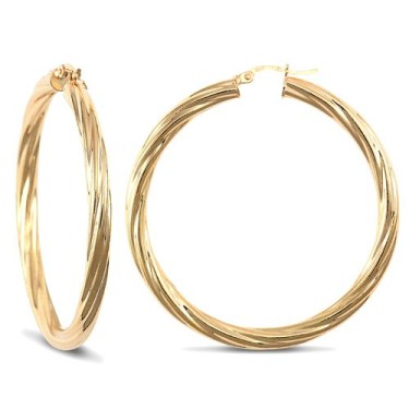 9ct Yellow Gold Twist Hoop Earrings