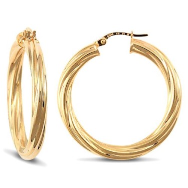 9ct Yellow Gold Twist Hoop Earrings