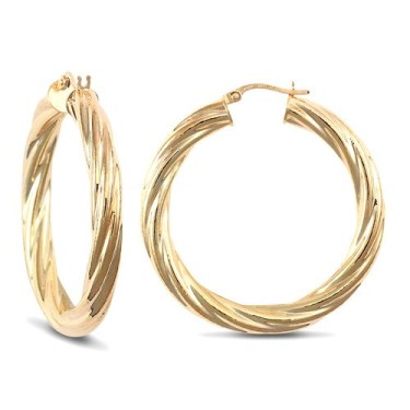 9ct Yellow Gold Twist Hoop Earrings