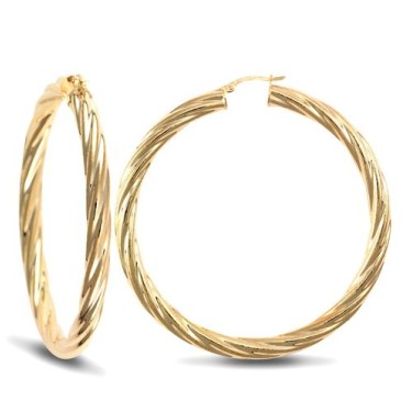 9ct Yellow Gold Twist Hoop Earrings