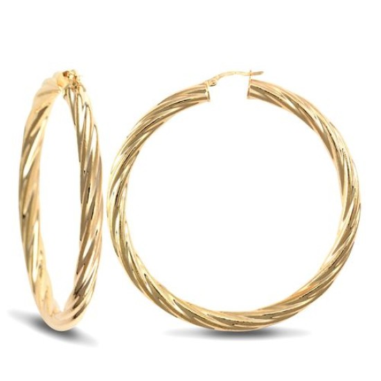 9ct Yellow Gold Twist Hoop Earrings