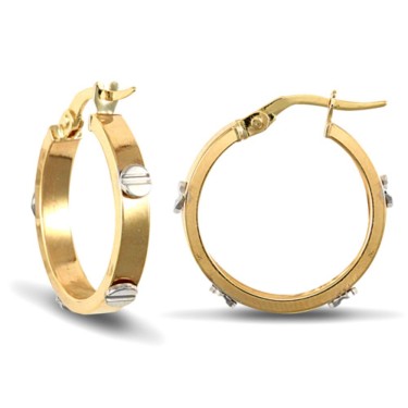 9ct Yellow & White Gold 3mm Hoop Earring