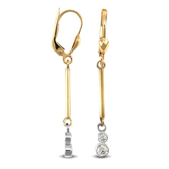 9ct Yellow And White Gold Drop Earrings