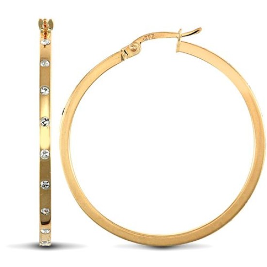 9ct Yellow Gold Cubic Zirconia Set Hoop Earrings