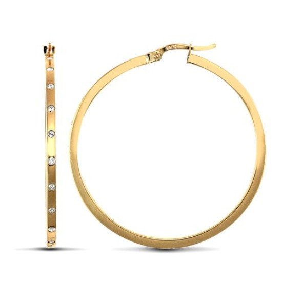 9ct Yellow Gold Cubic Zirconia Set Hoop Earrings