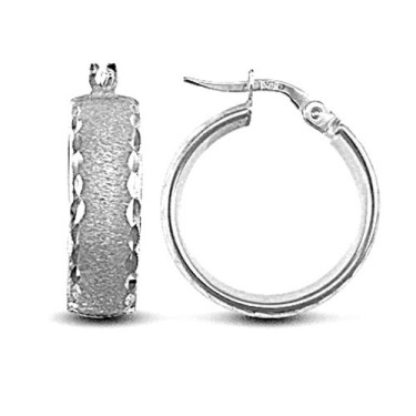 9ct White Gold Court Hoop Earrings