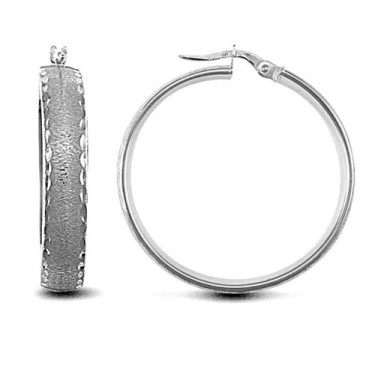 9ct White Gold Court Hoop Earrings