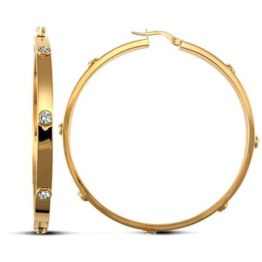9ct Yellow Gold CZ Set Hoop Earrings