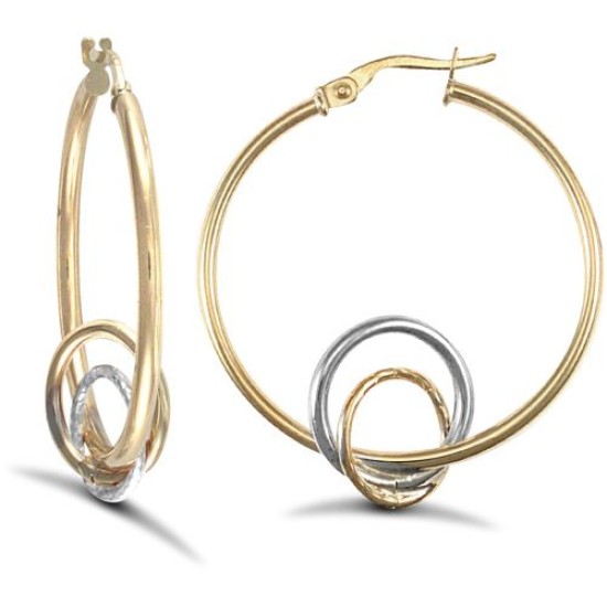 9ct Yellow And White Gold Hoop Earrings