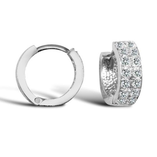 9ct White Gold Cubic Zirconia Huggie Earrings