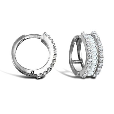 9ct White Gold Cubic Zirconia Huggie Earrings