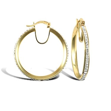 9ct Yellow Gold Cubic Zirconia Hoop Earrings