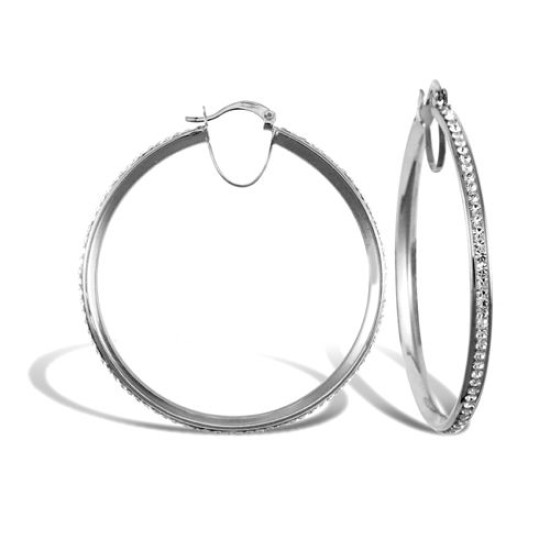 9ct White Gold Cubic Zirconia Hoop Earrings