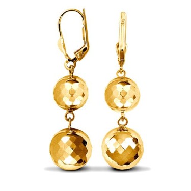 9ct Yellow Double Disco Ball Drop Earring