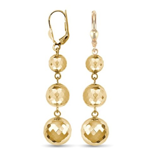 9ct Yellow Triple Disco Ball Drop Earring