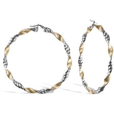 9ct Yellow & White Gold Hoop Earrings
