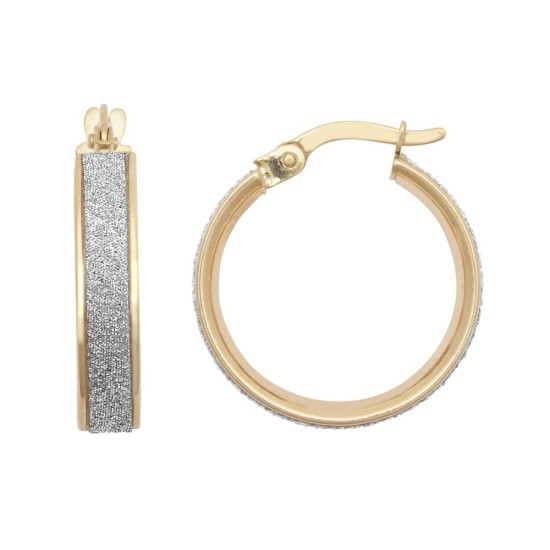 9ct Yellow Gold 15mm Moon Dust Hoop Earring