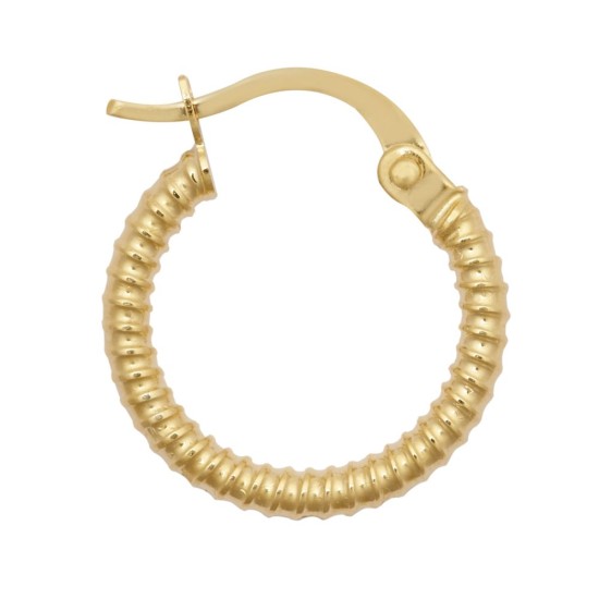 9ct Yellow Ribbed Polished hoop earring