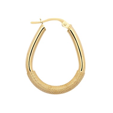 9ct Yellow Plain & Mesh Earring