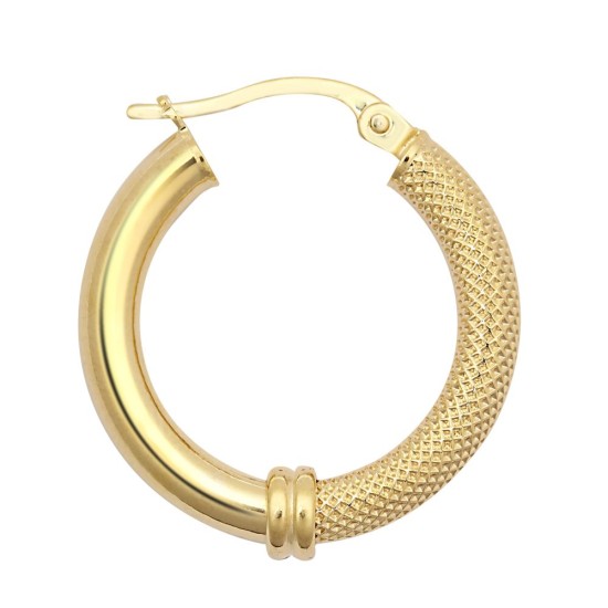 9ct Yellow Polished & Mesh Hoop Earring