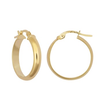 9ct Yellow 3mm Wedding Band Style Hoop Earring