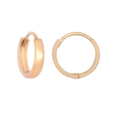 9ct Rose Gold Plain 10mm Huggie Earrings