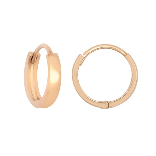 9ct Rose Gold Plain 10mm Huggie Earrings