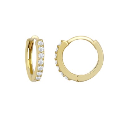 9ct Yellow Gold CZ Set 10mm Huggie Earrings