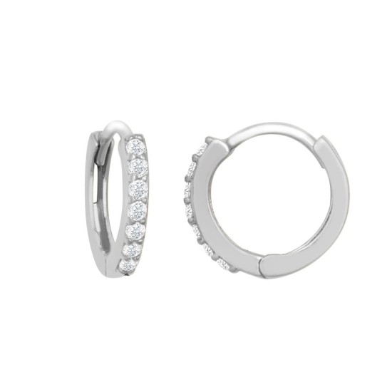 9ct White Gold CZ Set 10mm Huggie Earrings