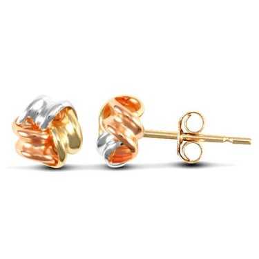 9ct 3 Colour Gold Knot Studs